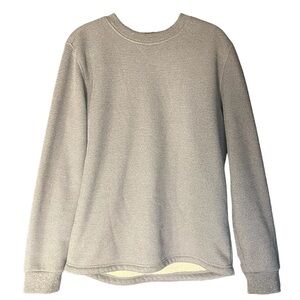 Grey Waffle-Knit Sherpa Lined Sweatshirt M